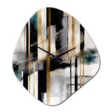 Abstract Geode Geometric Black And Gold II - Asymmetric Metal Wall Clock