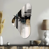 Abstract Geode Geometric Black And Gold III - Asymmetric Metal Wall Clock