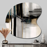 Abstract Geode Geometric Black And Gold III - Asymmetric Metal Wall Clock