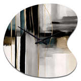 Abstract Geode Geometric Black And Gold III - Asymmetric Metal Wall Clock