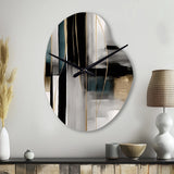 Abstract Geode Geometric Black And Gold III - Asymmetric Metal Wall Clock