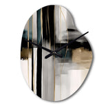 Abstract Geode Geometric Black And Gold III - Asymmetric Metal Wall Clock