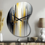Abstract Geometric Black And Yellow II - Asymmetric Metal Wall Clock