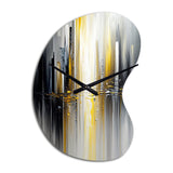 Abstract Geometric Black And Yellow II - Asymmetric Metal Wall Clock