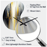 Abstract Geometric Black And Yellow II - Asymmetric Metal Wall Clock