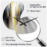 Abstract Geometric Black And Yellow II - Asymmetric Metal Wall Clock