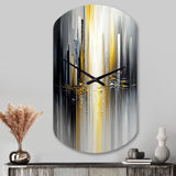 Abstract Geometric Black And Yellow II - Asymmetric Metal Wall Clock