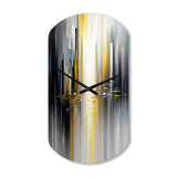 Abstract Geometric Black And Yellow II - Asymmetric Metal Wall Clock