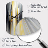 Abstract Geometric Black And Yellow II - Asymmetric Metal Wall Clock