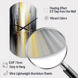 Abstract Geometric Black And Yellow II - Asymmetric Metal Wall Clock