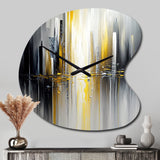 Abstract Geometric Black And Yellow II - Asymmetric Metal Wall Clock