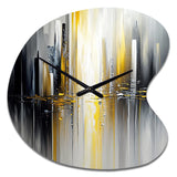 Abstract Geometric Black And Yellow II - Asymmetric Metal Wall Clock