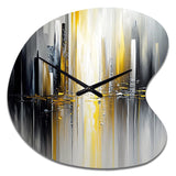 Abstract Geometric Black And Yellow II - Asymmetric Metal Wall Clock