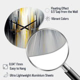Abstract Geometric Black And Yellow II - Asymmetric Metal Wall Clock