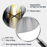 Abstract Geometric Black And Yellow II - Asymmetric Metal Wall Clock