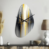 Abstract Geometric Black And Yellow II - Asymmetric Metal Wall Clock