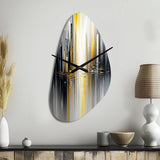 Abstract Geometric Black And Yellow II - Asymmetric Metal Wall Clock