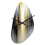 Abstract Geometric Black And Yellow II - Asymmetric Metal Wall Clock