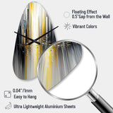 Abstract Geometric Black And Yellow II - Asymmetric Metal Wall Clock