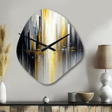 Abstract Geometric Black And Yellow II - Asymmetric Metal Wall Clock