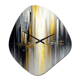 Abstract Geometric Black And Yellow II - Asymmetric Metal Wall Clock