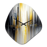 Abstract Geometric Black And Yellow II - Asymmetric Metal Wall Clock