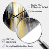 Abstract Geometric Black And Yellow II - Asymmetric Metal Wall Clock