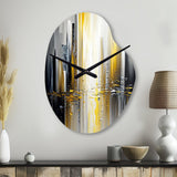 Abstract Geometric Black And Yellow II - Asymmetric Metal Wall Clock