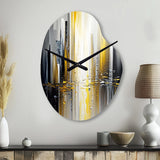 Abstract Geometric Black And Yellow II - Asymmetric Metal Wall Clock