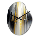Abstract Geometric Black And Yellow II - Asymmetric Metal Wall Clock