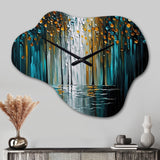 Abstract Nature Trees Painting I - Asymmetric Metal Wall Clock