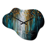 Abstract Nature Trees Painting I - Asymmetric Metal Wall Clock