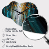 Abstract Nature Trees Painting I - Asymmetric Metal Wall Clock
