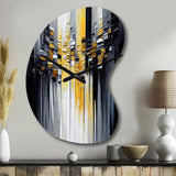 Abstract Geometric Black And Yellow III - Asymmetric Metal Wall Clock
