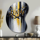 Abstract Geometric Black And Yellow III - Asymmetric Metal Wall Clock