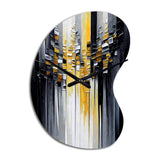Abstract Geometric Black And Yellow III - Asymmetric Metal Wall Clock