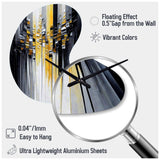 Abstract Geometric Black And Yellow III - Asymmetric Metal Wall Clock