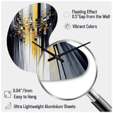 Abstract Geometric Black And Yellow III - Asymmetric Metal Wall Clock