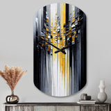 Abstract Geometric Black And Yellow III - Asymmetric Metal Wall Clock