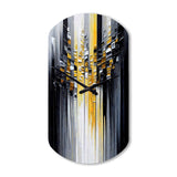 Abstract Geometric Black And Yellow III - Asymmetric Metal Wall Clock