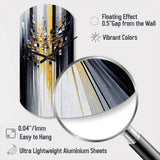 Abstract Geometric Black And Yellow III - Asymmetric Metal Wall Clock