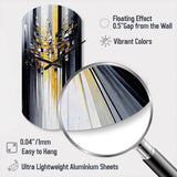 Abstract Geometric Black And Yellow III - Asymmetric Metal Wall Clock