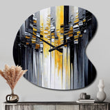 Abstract Geometric Black And Yellow III - Asymmetric Metal Wall Clock