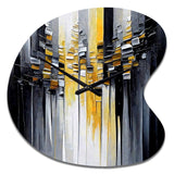 Abstract Geometric Black And Yellow III - Asymmetric Metal Wall Clock