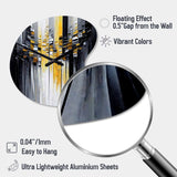 Abstract Geometric Black And Yellow III - Asymmetric Metal Wall Clock