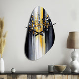 Abstract Geometric Black And Yellow III - Asymmetric Metal Wall Clock