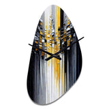 Abstract Geometric Black And Yellow III - Asymmetric Metal Wall Clock