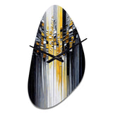 Abstract Geometric Black And Yellow III - Asymmetric Metal Wall Clock