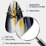 Abstract Geometric Black And Yellow III - Asymmetric Metal Wall Clock