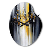 Abstract Geometric Black And Yellow III - Asymmetric Metal Wall Clock